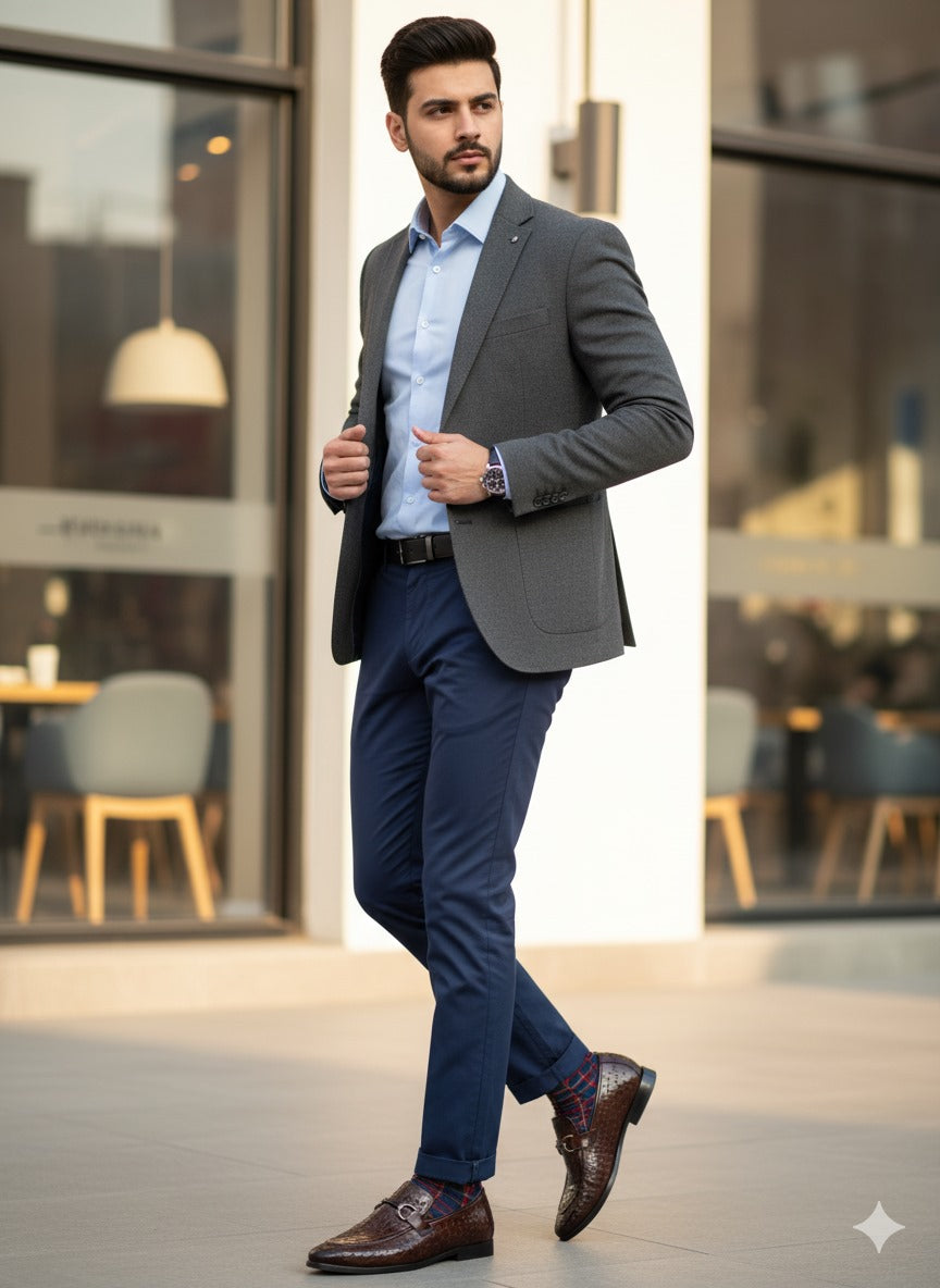 Classic Leather Penny Loafers with Buckle Accent